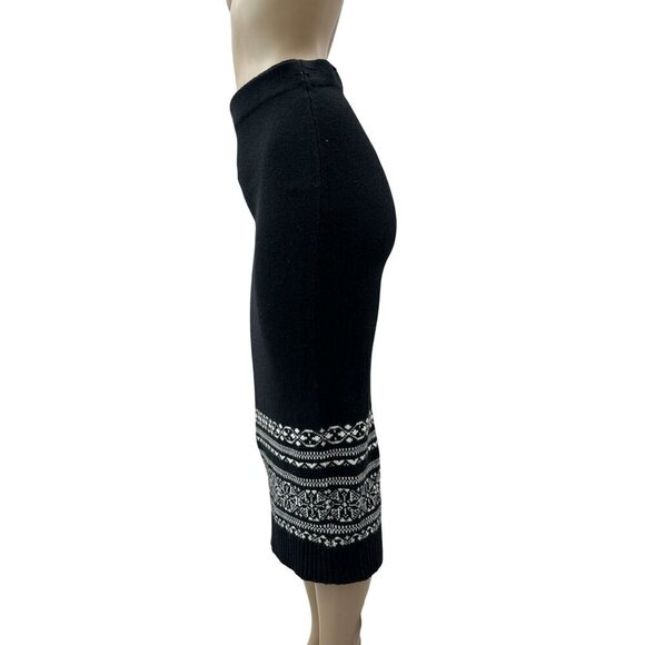 Lauren Ralph Lauren Fair Isle Wool Blend Meziv‎ Sweater Maxi Skirt Black XS NWT - Picture 6 of 10